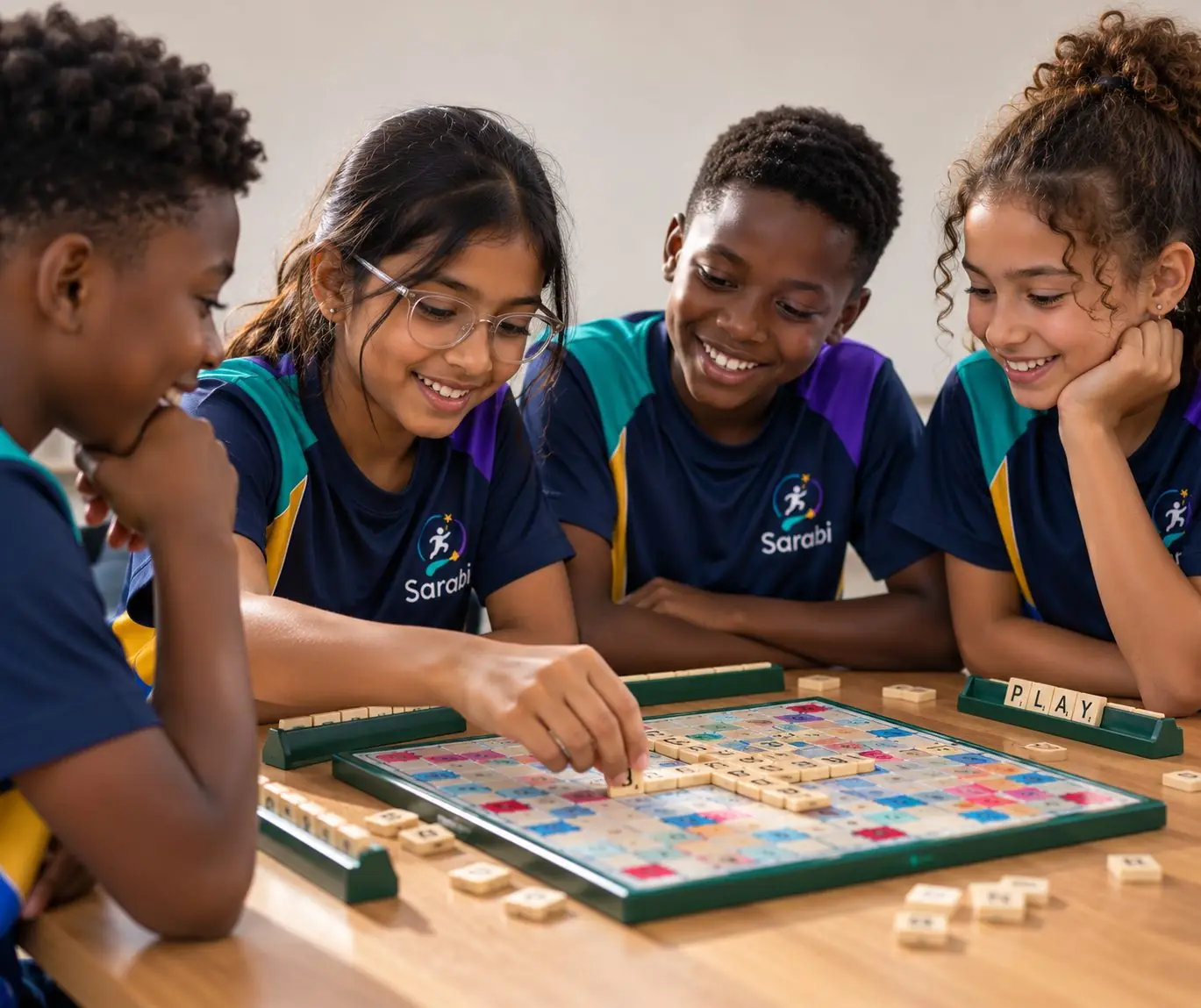 Sarabi Kids children playing a word game together